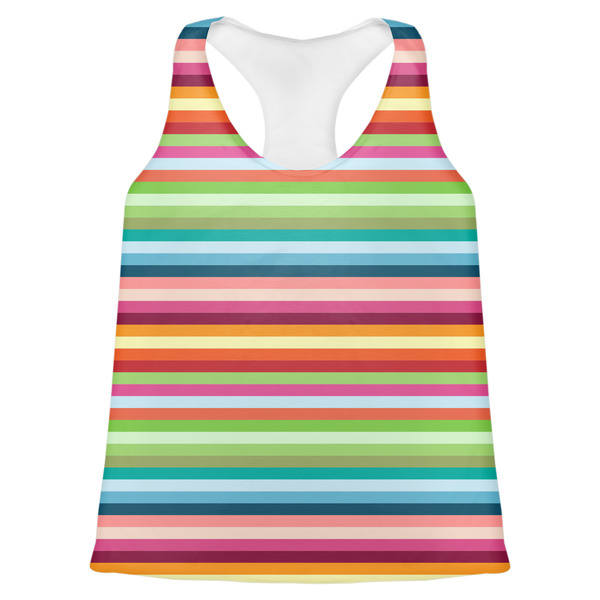 Custom Retro Horizontal Stripes Womens Racerback Tank Top - 2X Large