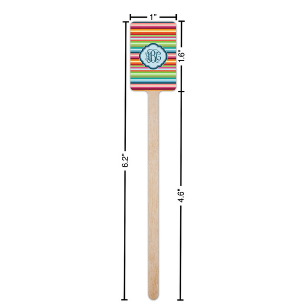 Retro Horizontal Stripes Wooden 6.25" Stir Stick - Rectangular - Dimensions