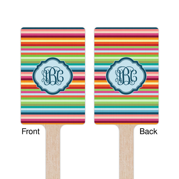 Retro Horizontal Stripes Wooden 6.25" Stir Stick - Rectangular - Double Sided - Front & Back
