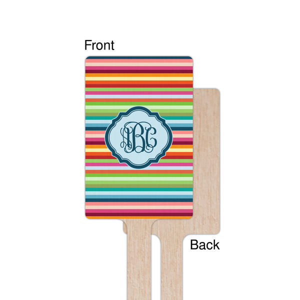 Retro Horizontal Stripes Wooden 6.25" Stir Stick - Rectangular - Single - Front & Back