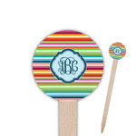 Retro Horizontal Stripes Round Wooden Food Picks (Personalized)