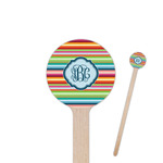 Retro Horizontal Stripes 6" Round Wooden Stir Sticks - Double Sided (Personalized)