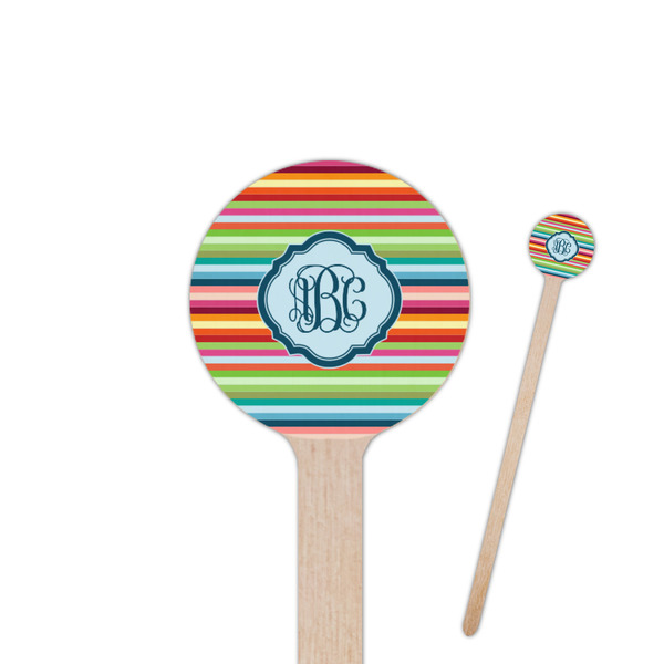 Custom Retro Horizontal Stripes Round Wooden Stir Sticks (Personalized)
