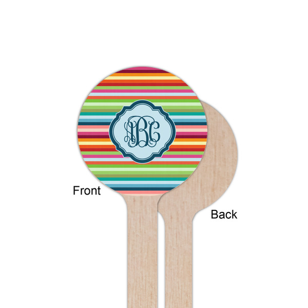 Retro Horizontal Stripes Wooden 6" Stir Stick - Round - Single Sided - Front & Back