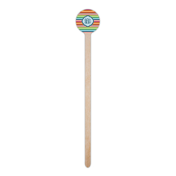 Retro Horizontal Stripes Wooden 6" Stir Stick - Round - Single Stick