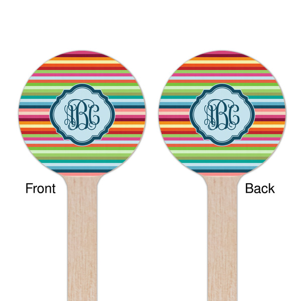 Retro Horizontal Stripes Wooden 7.5" Stir Stick - Round - Double Sided - Front & Back