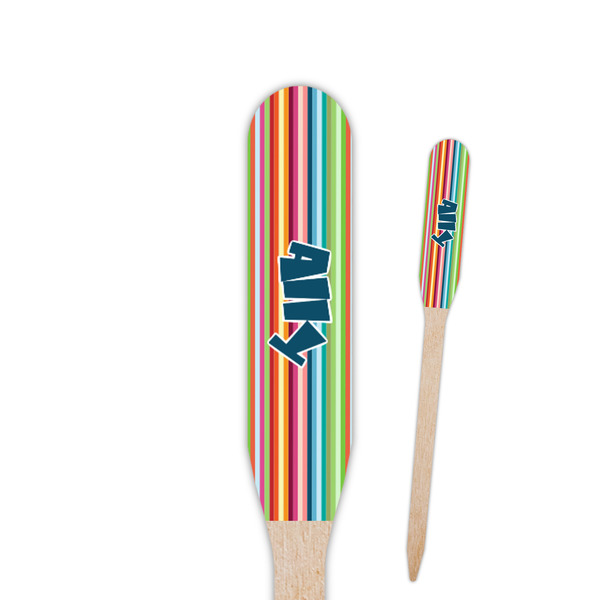 Custom Retro Horizontal Stripes Paddle Wooden Food Picks - Single Sided (Personalized)
