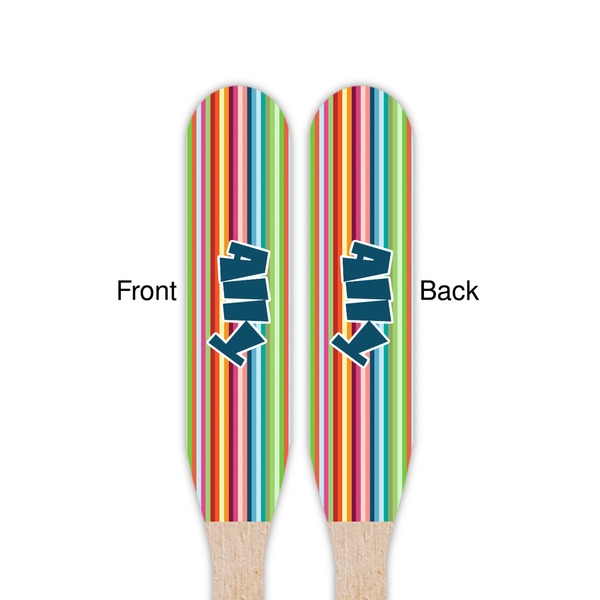 Retro Horizontal Stripes Wooden Food Pick - Paddle - Double Sided - Front & Back