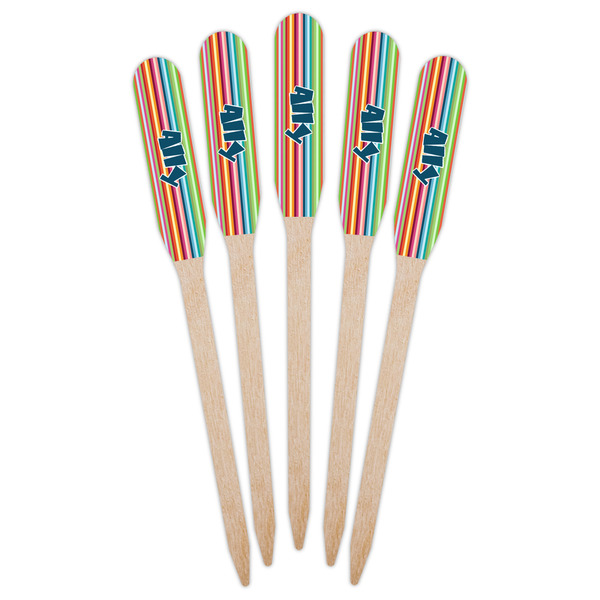Retro Horizontal Stripes Wooden Food Pick - Paddle - Fan View