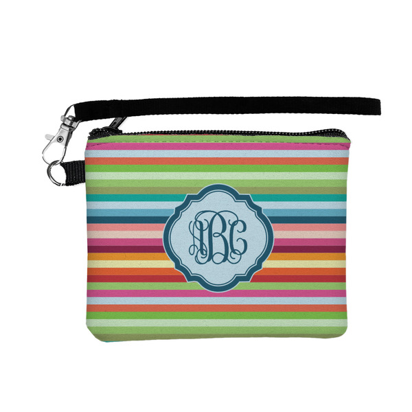 Custom Retro Horizontal Stripes Wristlet ID Case w/ Monogram