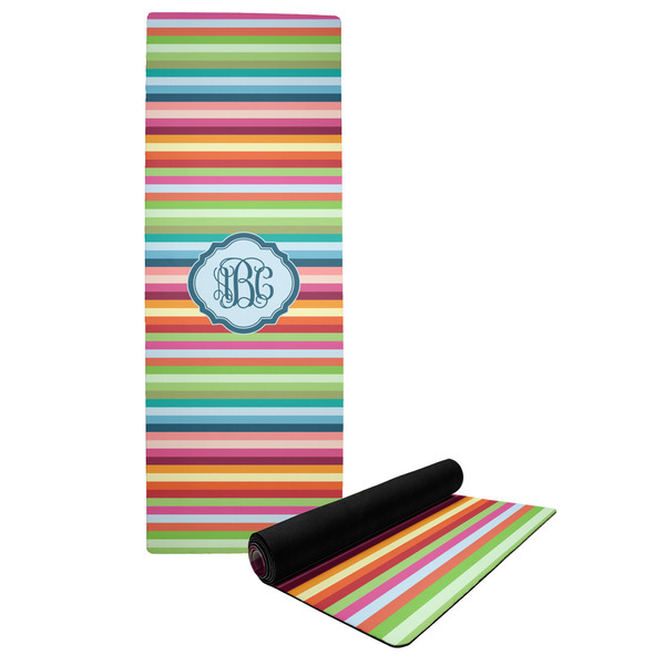 Custom Retro Horizontal Stripes Yoga Mat w/ Monogram