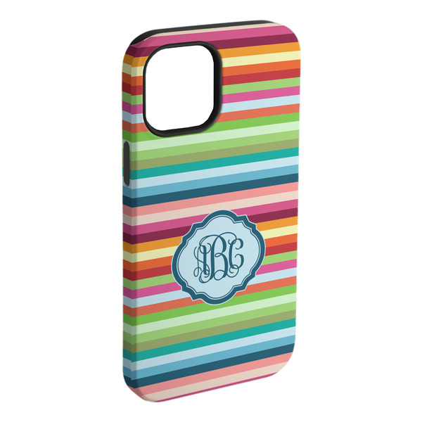 Custom Retro Horizontal Stripes iPhone Case - Rubber Lined (Personalized)