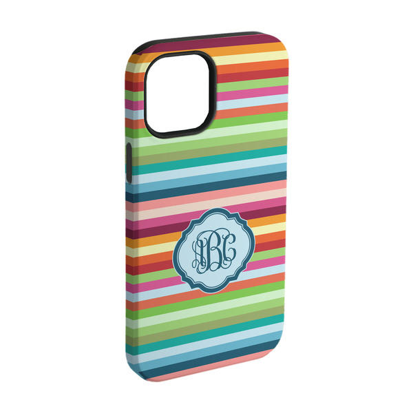 Custom Retro Horizontal Stripes iPhone Case - Rubber Lined - iPhone 15 Pro (Personalized)