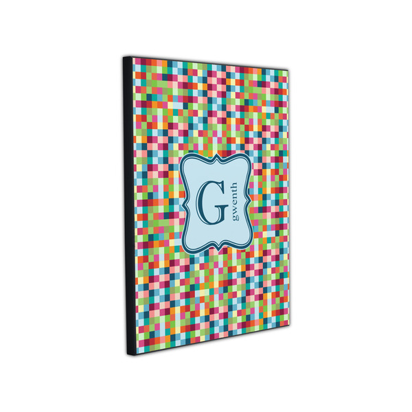 Retro Pixel Squares 11x14 Wood Print - Angle View