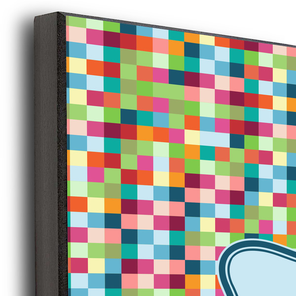 Retro Pixel Squares 11x14 Wood Print - Closeup