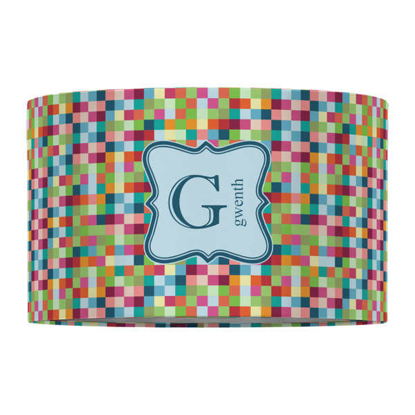Retro Pixel Squares 12" Drum Lampshade - FRONT (Fabric)