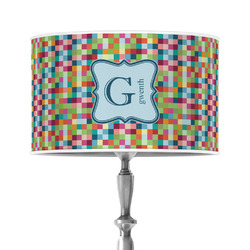 Retro Pixel Squares 12" Drum Lamp Shade - Poly-film (Personalized)