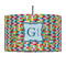 Retro Pixel Squares 12" Drum Pendant Lamp - Fabric (Personalized)