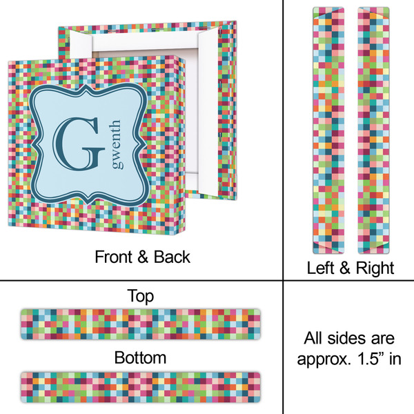 Retro Pixel Squares 12x12 - Canvas Print - Approval