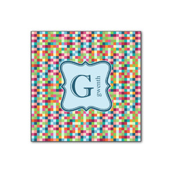 Retro Pixel Squares Wood Print - 12x12 (Personalized)