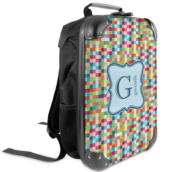 Custom Retro Pixel Squares Kids Hard Shell Backpack (Personalized)
