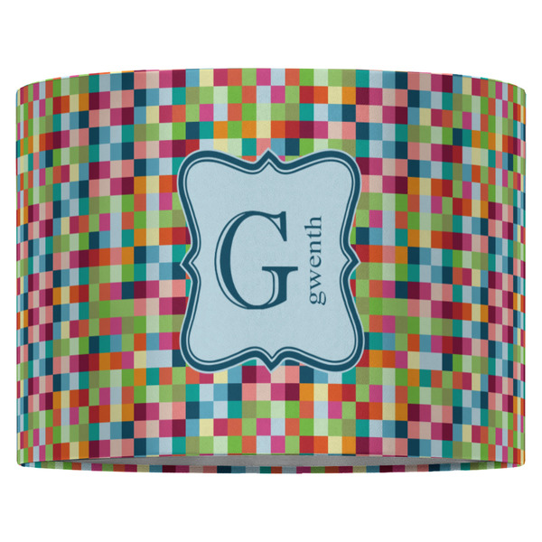 Retro Pixel Squares 16" Drum Lampshade - FRONT (Fabric)
