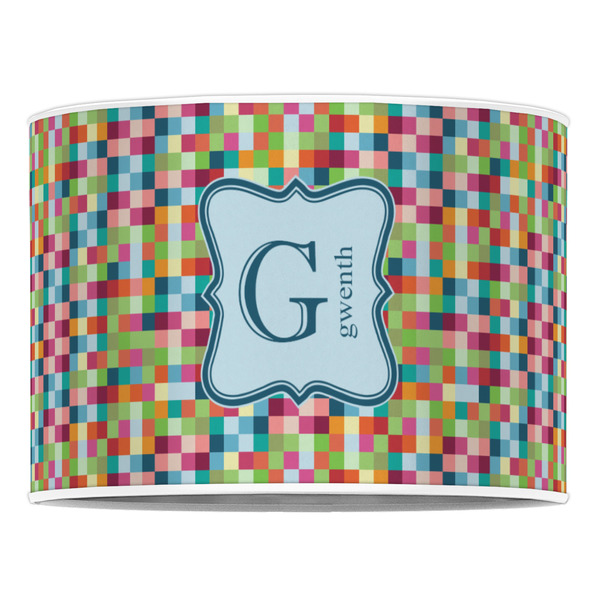 Retro Pixel Squares 16" Drum Lampshade - FRONT (Poly Film)