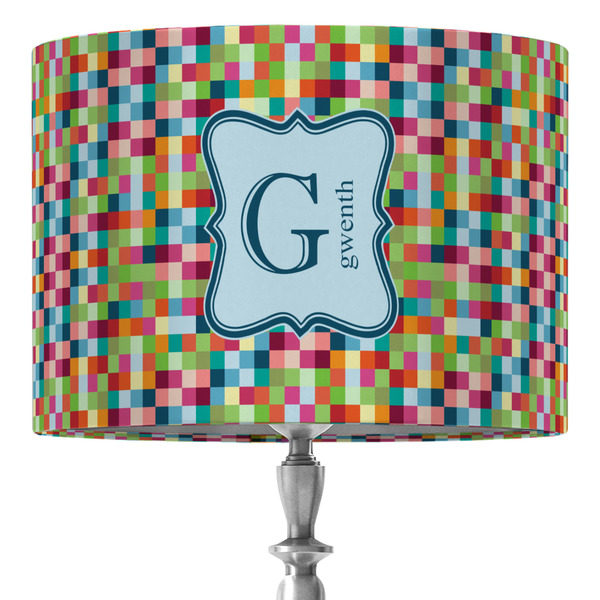 Custom Retro Pixel Squares 16" Drum Lamp Shade - Fabric (Personalized)