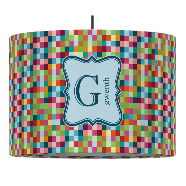 Retro Pixel Squares 16" Drum Lampshade - PENDANT (Fabric)