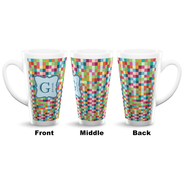 Retro Pixel Squares 16 Oz Latte Mug - Approval