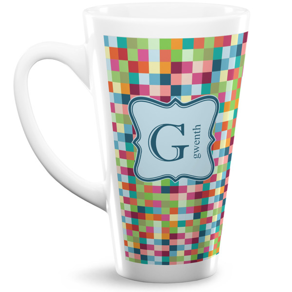 Custom Retro Pixel Squares 16 Oz Latte Mug (Personalized)