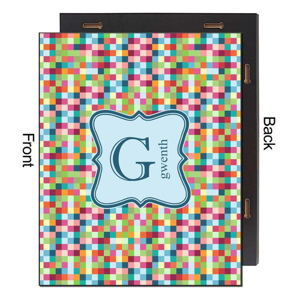 Retro Pixel Squares 16x20 Wood Print - Front & Back View