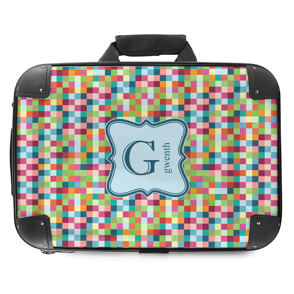 Custom Retro Pixel Squares Hard Shell Briefcase - 18" (Personalized)