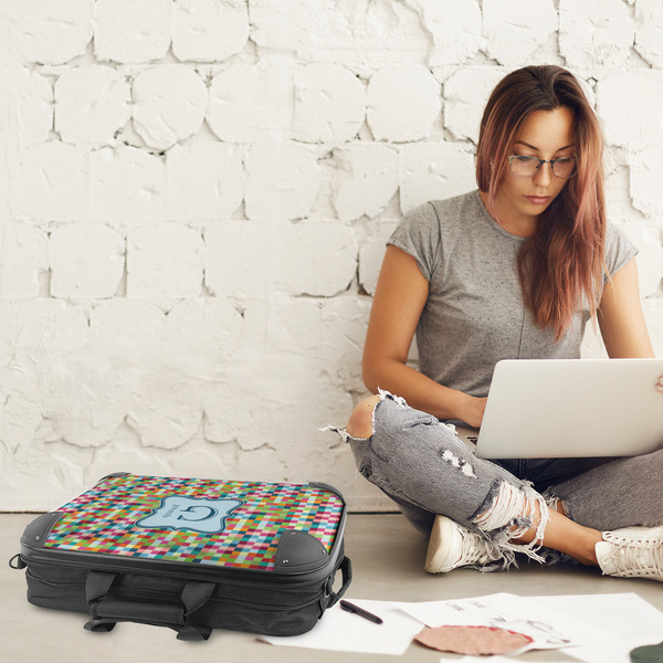 Retro Pixel Squares 18" Laptop Briefcase - LIFESTYLE