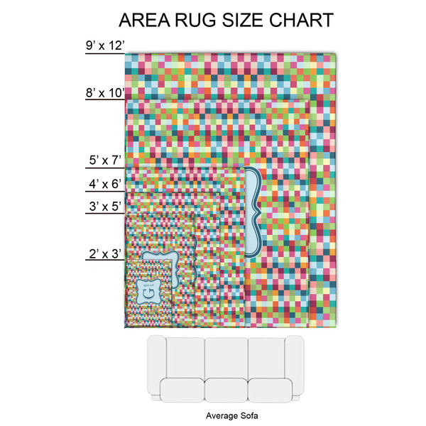 Retro Pixel Squares 2'x3' Indoor Area Rugs - Size Chart
