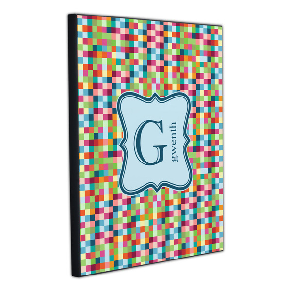 Retro Pixel Squares 20x24 Wood Print - Angle View