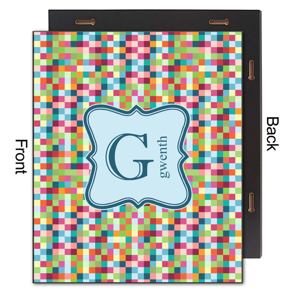 Retro Pixel Squares 20x24 Wood Print - Front & Back View