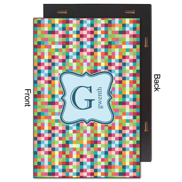 Retro Pixel Squares 20x30 Wood Print - Front & Back View