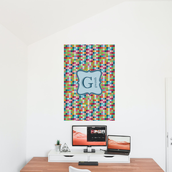 Retro Pixel Squares 24x36 - Matte Poster - On the Wall