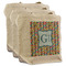 Retro Pixel Squares 3 Reusable Cotton Grocery Bags - Front View