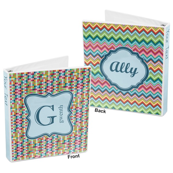 Retro Pixel Squares 3-Ring Binder Front and Back