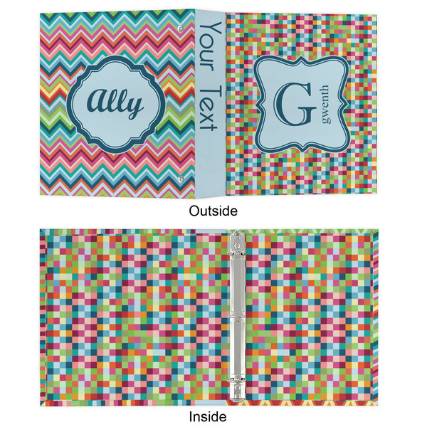 Retro Pixel Squares 3 Ring Binders - Full Wrap - 1" - APPROVAL