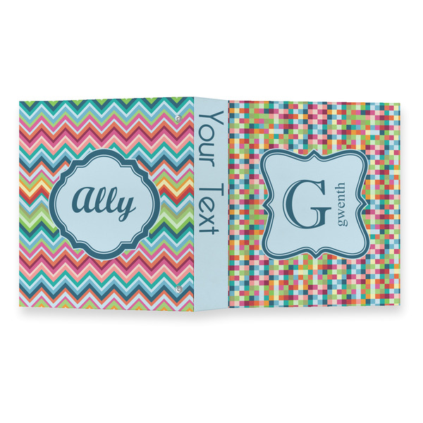 Retro Pixel Squares 3 Ring Binders - Full Wrap - 1" - OPEN OUTSIDE