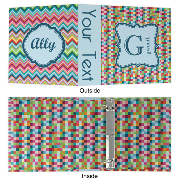 Retro Pixel Squares 3 Ring Binders - Full Wrap - 2" - APPROVAL