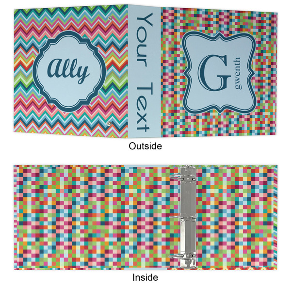 Retro Pixel Squares 3 Ring Binders - Full Wrap - 3" - APPROVAL