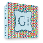 Retro Pixel Squares 3 Ring Binder - Full Wrap - 3" (Personalized)