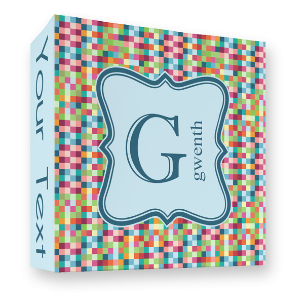 Retro Pixel Squares 3 Ring Binders - Full Wrap - 3" - FRONT