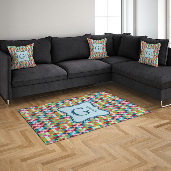 Retro Pixel Squares 4'x6' Indoor Area Rugs - IN CONTEXT