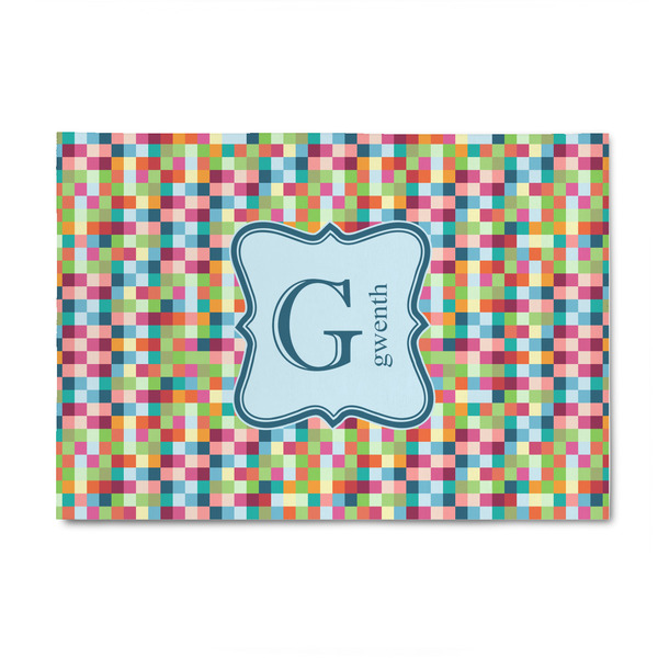 Custom Retro Pixel Squares 4' x 6' Patio Rug (Personalized)