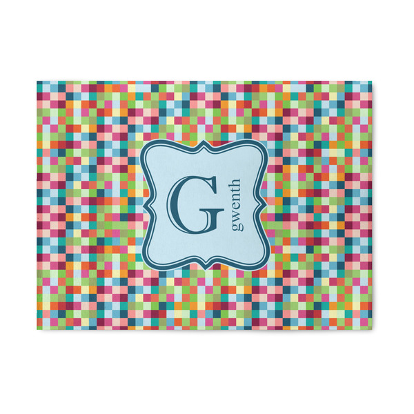 Custom Retro Pixel Squares 5' x 7' Patio Rug (Personalized)